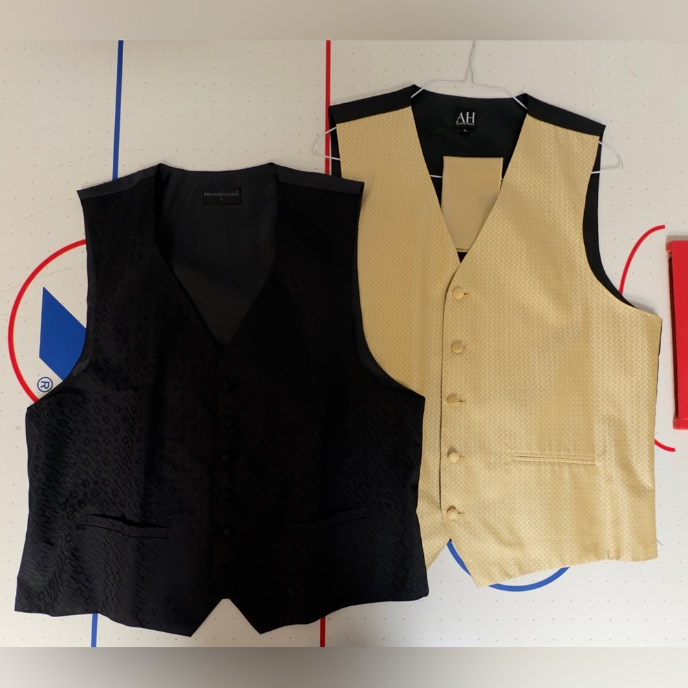 Two Formalwear Vests.  After Hours (Gold) and Pronto-Uomo (Black)   Size large